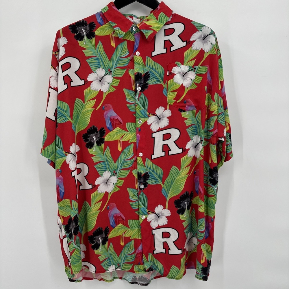 Rutgers‎ Scarlet Knights Shirt Mens 2XL NCAA College Hawaiian Floral